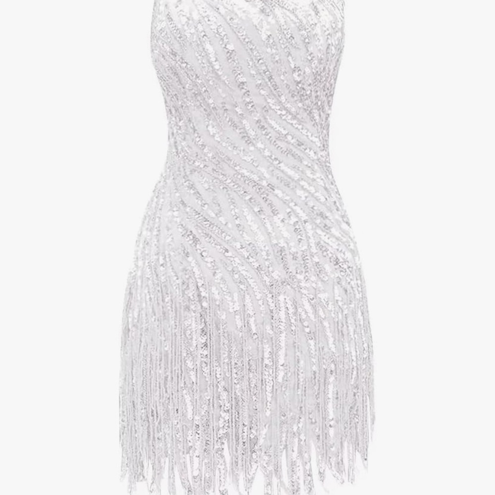 Elegant White Sequin Dress